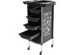 Carrello Da Parrucchiere - Carrello Da Salone - 4 Cassetti Estraibili - Con Rotelle - Plastica - Montaggio Necessario - Nero