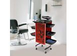Carrello Da Parrucchiere - Carrello Da Salone - 6 Ripiani - 5 Cassetti - 4 Ruote Piroettanti - Portata 80 Kg - 36×90 Cm - Rosso