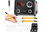 Set Per Pirografia - Stazione Per Pirografia 60 W - 2 Penne Per Pirografia - 30 Punte In Filo Metallico - Elettrico Per Legno - Nero