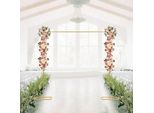 Arco Nuziale Con Supporto Posteriore - Telaio Metallico Rotondo - 2,0 X 2,1 M - Ferro - Per Palloncini E Fiori - Autoportante Per Interni/Esterni - Oro