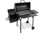 Barbecue A Carbonella Da Esterno - Carrello Barbecue - Con Coperchio - Combustibile: Carbonella - Griglia Cromata 39×34 Cm - 147×70×126 Cm - Nero