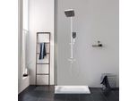 Set Doccia - Sistema Doccia - Montaggio A Parete - 3 Vie - Soffione Quadrato - Regolabile In Altezza 80-110 Cm - Doccetta 1,5 M - Soffione 360° - Bianco