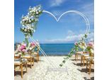 Arco Nuziale A Forma Di Cuore - Supporto Metallico Da Sfondo/Supporto Per Palloncini - Dimensioni 2,07×2,10 M - Acciaio - Portata Max. 10 Kg - Base 75×70 Cm - Tubo Quadrato Da 1 Mm - Bianco