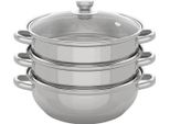 Cuocivapore - Pentola A Vapore - 3 Livelli - 28 Cm - Acciaio Inossidabile - Grigio Chiaro