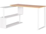 Scrivania Per Computer - Scrivania Angolare A Forma Di L - Due Ripiani - Piano In Truciolare, Struttura In Metallo - 120X100X74 Cm - Rovere Chiaro