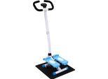 Fitness Stepper - Mini Stepper - Con Maniglie - Regolabile In Altezza - Con Bande Elastiche Di Resistenza - Fino A 150 Kg - Per Uso Domestico - Blu-Bianco