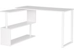 Scrivania Angolare - Scrivania Per Computer A Forma Di L - Con 2 Ripiani - Piano In Mdf E Struttura In Metallo - Dimensioni 120X100X74 Cm - Bianco