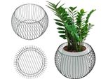 Fioriera In Gabbia Metallica - Rotonda Ø 65 Cm - Acciaio Zincato - Per Esterni Giardino/Terrazza - Argento