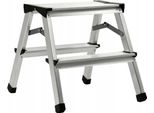 Scala A Pioli - Scala Domestica A 2 Gradini - Pieghevole - Alluminio - Portata 125 Kg - Prodotto In Polonia