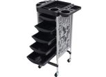 Carrello Da Parrucchiere - Carrello Da Parrucchiere - 5 Cassetti - 6 Ripiani - 4 Rotelle - Pp E Acciaio Inossidabile - Modello Da Appoggio - Nero O Grigio-Bianco