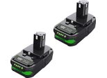 Batteria Di Ricambio Per Utensili Elettrici - Li-Ion 18V - Confezione Doppia - Capacità 3000 Mah - Compatibile Con P107/P108/RB18L50 - Grigio