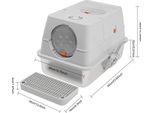 Lettiera Per Gatti - Lettiera Chiusa - Acciaio Inossidabile - Copertura Completa Con Coperchio Ribaltabile - Paletta E Spazzola - 28 L - Per Gatti Fino A 10 Kg - Indipendente - Grigio Chiaro