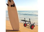 Carrello Per Il Trasporto Di Kayak, Canoe E Sup - Telaio In Alluminio - Portata 80 Kg - Pneumatici Da 25 Cm - Lunghezza 60 Cm - 2 Ruote - Rosso