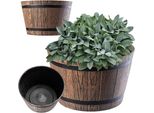Vaso Da Fiori - Diametro 23 Cm - Plastica - Per Interni Ed Esterni - Marrone