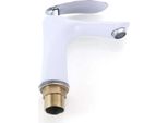 Rubinetto Per Bagno - Miscelatore Lavabo - Monocomando - Montaggio A Parete - Corpo In Acciaio Inox - Nucleo Valvola In Ottone - Bianco