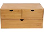 Organizer Da Scrivania/Cassettiera - Modello A - 3 Cassetti - Bambù - Nessun Montaggio Richiesto - Per Ufficio/Studio/Cucina - Colore Avorio