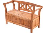 Panchina Da Giardino - Panchina Da Parco In Legno - Con Schienale - 119 Cm - Con Vano Portaoggetti - Per Terrazza - Rovere