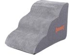 Scala Per Cani - Rampa/Scala Per Cani - 3 Gradini - Antiscivolo - Rampa Di Sicurezza - Rivestimento Sfoderabile E Lavabile - Per Letto/Divano - Plastica - Grigio