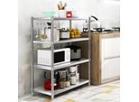 Scaffale Da Cucina - Scaffale Per Microonde - 4 Ripiani - Acciaio Inossidabile - Rinforzato - Per Carichi Pesanti - Indipendente - Nero