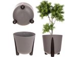 Coprivaso/Vaso Da Fiori - Con Piedini - Con Inserto - Dimensioni Xxl/Gigante - Grigio Scuro