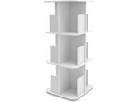 Libreria Girevole - Torre Per Libri - Girevole A 360°, 3 Ripiani, Indipendente, Con Scomparti, Pvc E Acciaio Inossidabile, Salvaspazio - Bianco