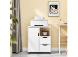 Tavolo Per Stampante Con Rotelle - FBT105 Classificatore - 2 Cassetti - Legno - 91X67X127 Cm - Da Montare - Bianco
