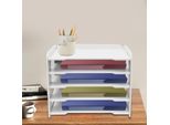Portadocumenti - Portacorrispondenza A 5 Scomparti - Pvc - Impermeabile - Organizer Da Scrivania Multifunzionale - Bianco