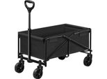 Carrello Pieghevole Per Giardino E Campeggio - Carrello Di Trasporto - Maniglia Regolabile - Capacità Di Carico 80 Kg - Per Spiaggia/Barbecue/Spesa - Nero