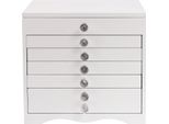 Portagioie - Contenitore Per Gioielli - Grande - 7 Livelli - Coperchio In Vetro - Per Anelli, Orecchini E Collane - Idea Regalo - Bianco