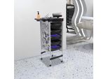 Carrello Da Parrucchiere - Carrello Da Salone/Carrello Da Parrucchiere - 6 Ripiani - 5 Cassetti - 4 Ruote Universali - Portata 80 Kg - Pp E Acciaio Inossidabile - 36×90 Cm - Bianco
