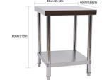Tavolo Da Lavoro In Acciaio Inox - Tavolo Da Cucina Per La Ristorazione - 60 X 60 X 80 Cm - Acciaio Inox 201 - Ripiano A Due Livelli - Con Piedini - Argento