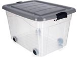 Contenitore Per Giocattoli - Contenitore In Plastica Con Rotelle - Capacità 60 L - Dimensioni L - Versatile - Riutilizzabile - Grigio Chiaro