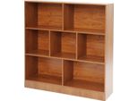 Libreria - Scaffale Aperto A 3 Ripiani - 7 Scomparti - Legno Massello - 15 Kg Per Ripiano - Indipendente Rettangolare - Bianco