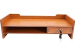 Supporto Per Monitor Con Cassetti - Organizer Da Scrivania - Per Monitor Da 33-61 Cm - Mdf - Portata 5 Kg - Supporto 48×20×13,5 Cm, Lunghezza Totale 65,5 Cm - Arancione