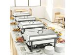 Set Per Buffet Chafing Dish - Scaldavivande - Confezione Da 4 - 10 L - Acciaio Inossidabile - Padella Full Size - Argento