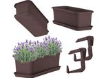 Fioriera Da Balcone - Fioriera Con Manici - Lunghezza 40 Cm - Marrone