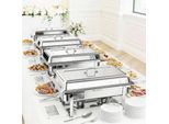 Scaldavivande Chafing Dish - Set - 4 Pezzi - 10 L Per Contenitore - Acciaio Inossidabile - Per Buffet E Feste - Marrone