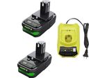 Set Batterie - 18 V Li-Ion - 3000 Mah - 2 Batterie + 1 Caricabatterie - Compatibile Con P107 - Per Utensili A Batteria - Oro