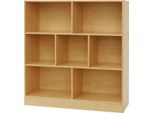 Libreria - Scaffale Aperto A 3 Ripiani - 7 Scomparti - Legno Massello - 15 Kg Per Ripiano - Blu