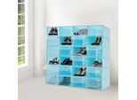 Scatole Per Scarpe - Impilabili Con Coperchio Ribaltabile - Set Da 24 - Riutilizzabili - Pp+Ps - Trasparenti