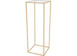 Portafiori Per Matrimoni - Colonna Rettangolare - Altezza 80 Cm - Base 28×28 Cm - Ferro E Acrilico - Autoportante - Max. 5 Kg - Oro