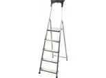 Scala A Pioli In Alluminio - Scala Domestica - 5 Gradini - Pieghevole - Piattaforma Di Lavoro/Ripiano - Portata 125 Kg