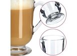 Bicchieri Da Caffè Per Latte E Tè - Bicchieri In Vetro - Set Da 12 Pezzi - 300 Ml - Con Manico - Trasparenti