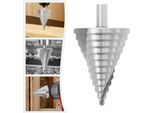 Punta A Gradini Hss - Punta Conica - 6–60 Mm - Scanalatura A Spirale - Scala Graduata - Per Metallo, Legno, Plastica, Acciaio Inossidabile - Argento
