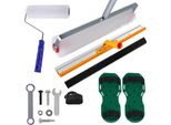 Set Per Livellamento Pavimenti - Strumento Autolivellante - Rullo Dentato, Scarpe Chiodate, Rastrello Livellatore, Raschietto, Per Resina Epossidica E Cemento - Verde Chiaro