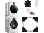 Kit Di Montaggio Intermedio Per Lavatrice E Asciugatrice - Universale - Con Cinghie Di Fissaggio A Cricchetto - Per Elettrodomestici Larghi 45-68 Cm - Bianco