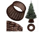 Collare Per Albero Di Natale - Cesto Intrecciato - Ø 55 Cm - Colore Naturale Scuro