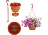 Vaso Da Balcone - Vaso Sospeso Con Supporto - 18 Cm - Piccolo - Per Ringhiere - Terracotta
