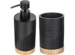 Set Da Bagno - Dispenser Per Sapone E Bicchiere - Per Sapone Liquido - Nero