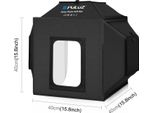 Tenda Luminosa Softbox - Tenda Da Studio Fotografico 40 Cm - Pieghevole - Portatile - 4 Sfondi In Pvc - Fotografia Di Prodotti - Nero